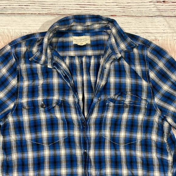Denim & Supply Ralph Lauren Plaid Blue Button Down Top - Picture 2 of 9